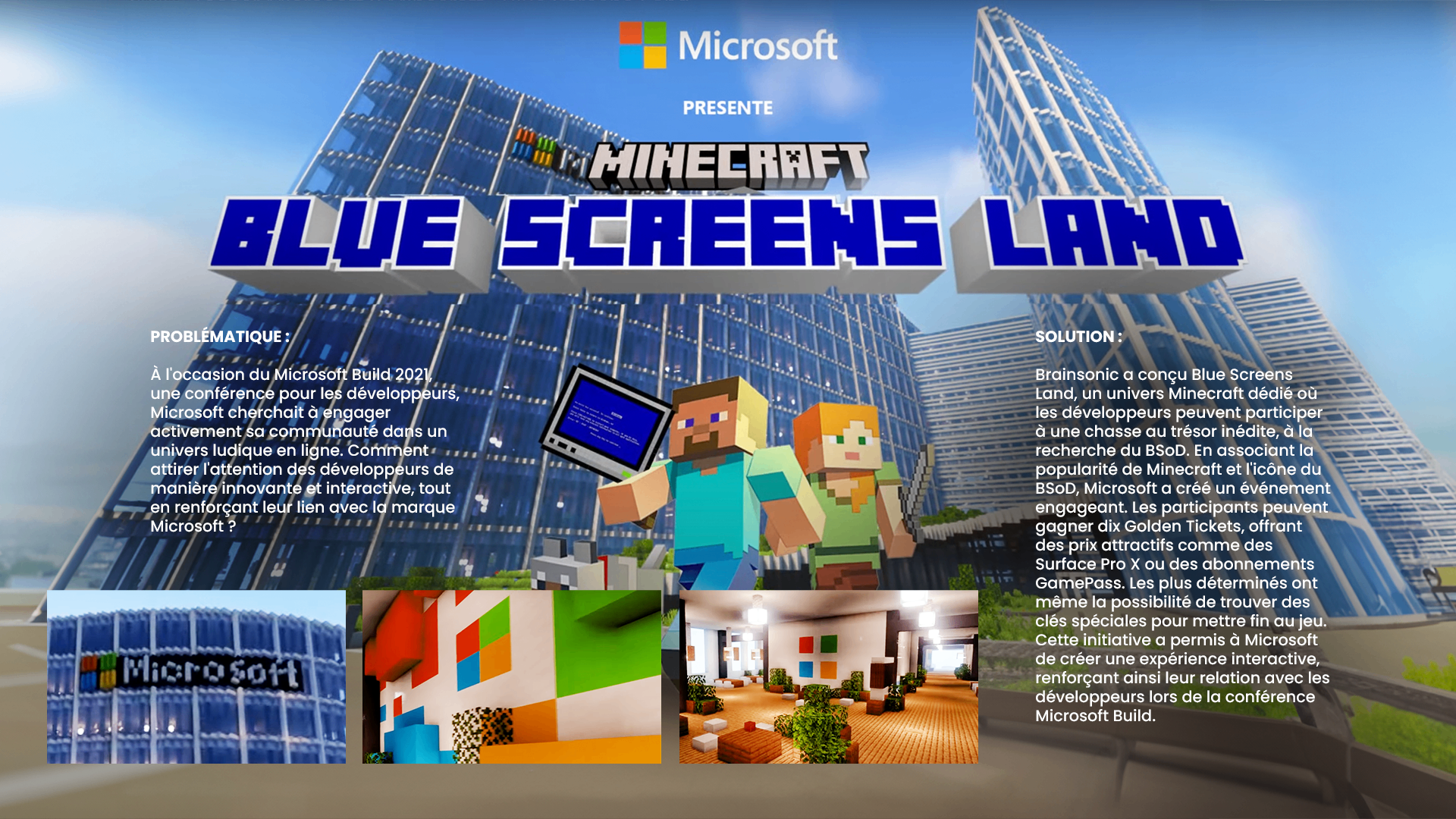 Case study Microsoft — Blue Screens Land — Chasse au trésor Minecraft